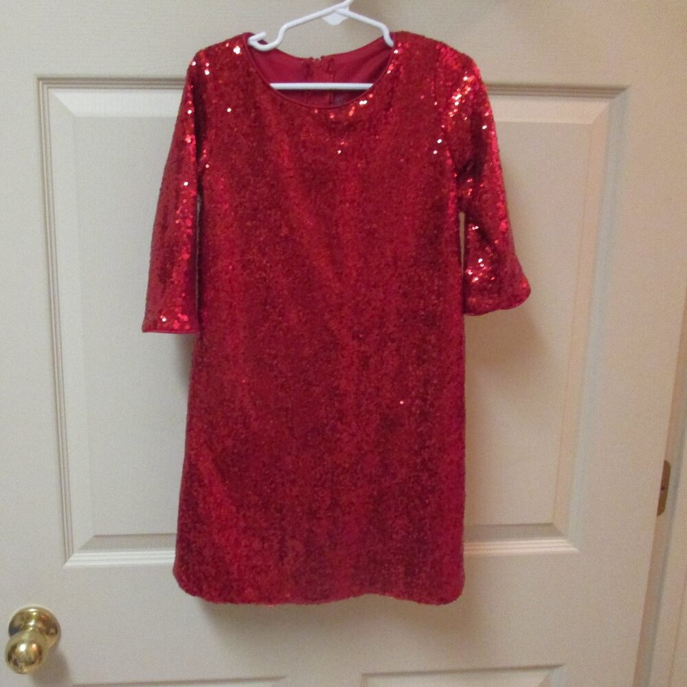Girls Red Christmas Special Occasion Dress Size 5/6 sequins by Dress Dreams